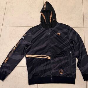 Men's Black & Gold Hooded Zip Shirt - Venum Style